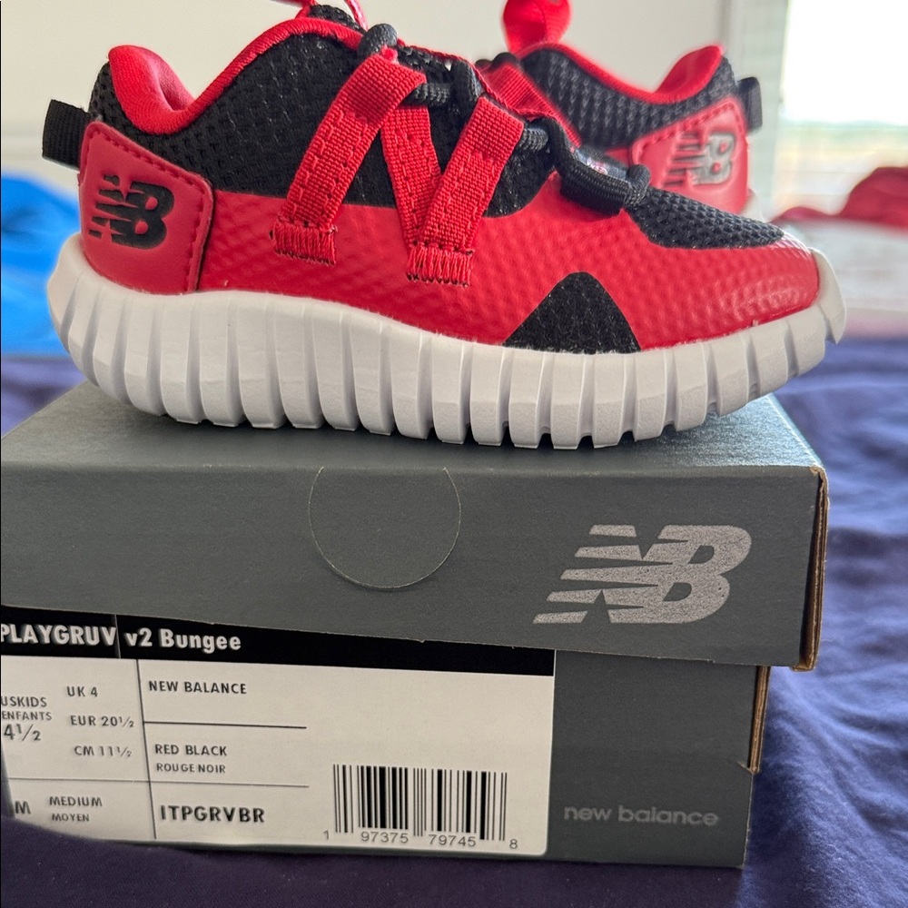 New Balance Kids Red and Black Sneakers